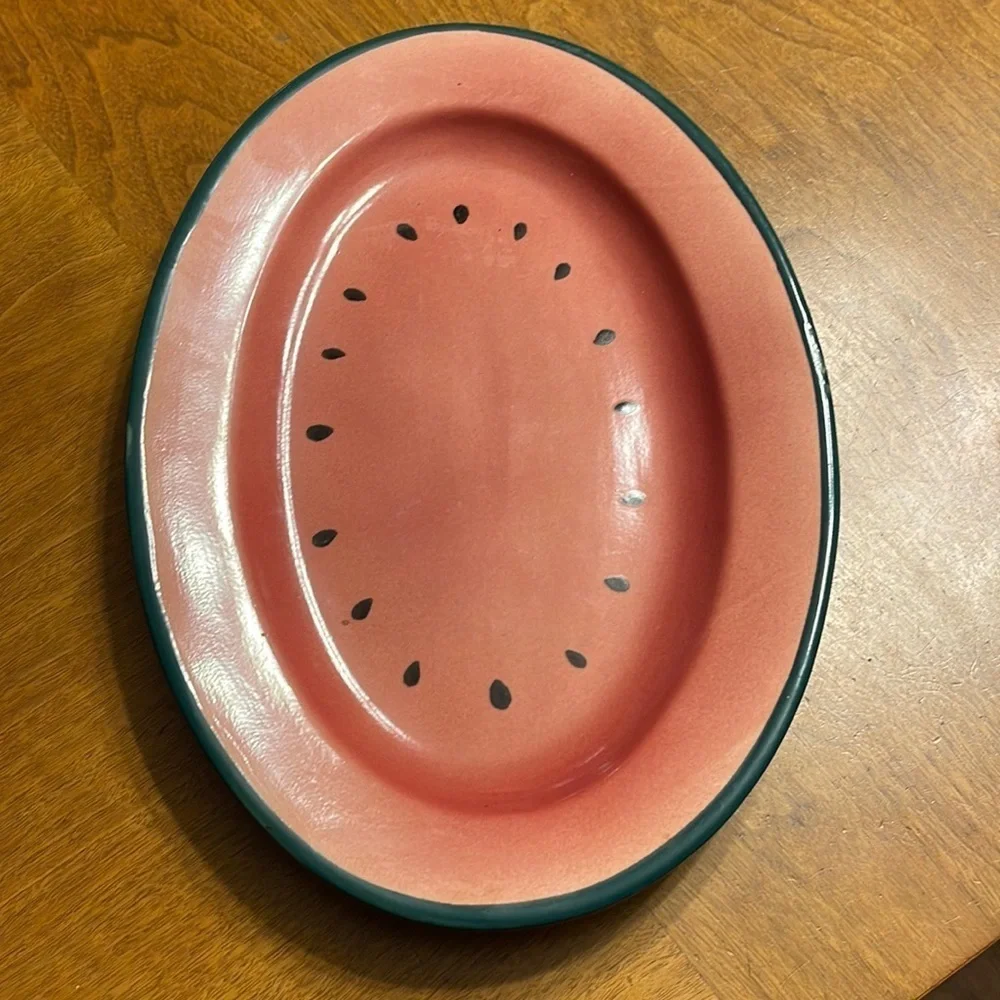 Vintage Watermelon Serving Platter and Bowl Set Vintage Watermelon Fruit Dip Set
